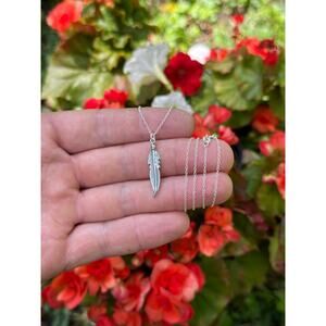 Sterling Silver Oxidized 3D Feather Necklace, Oxidized 3D Feather Necklace